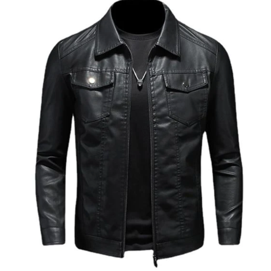 Jasper | Heren Leren Jas | Zwart Motorjack Van Schapenleer