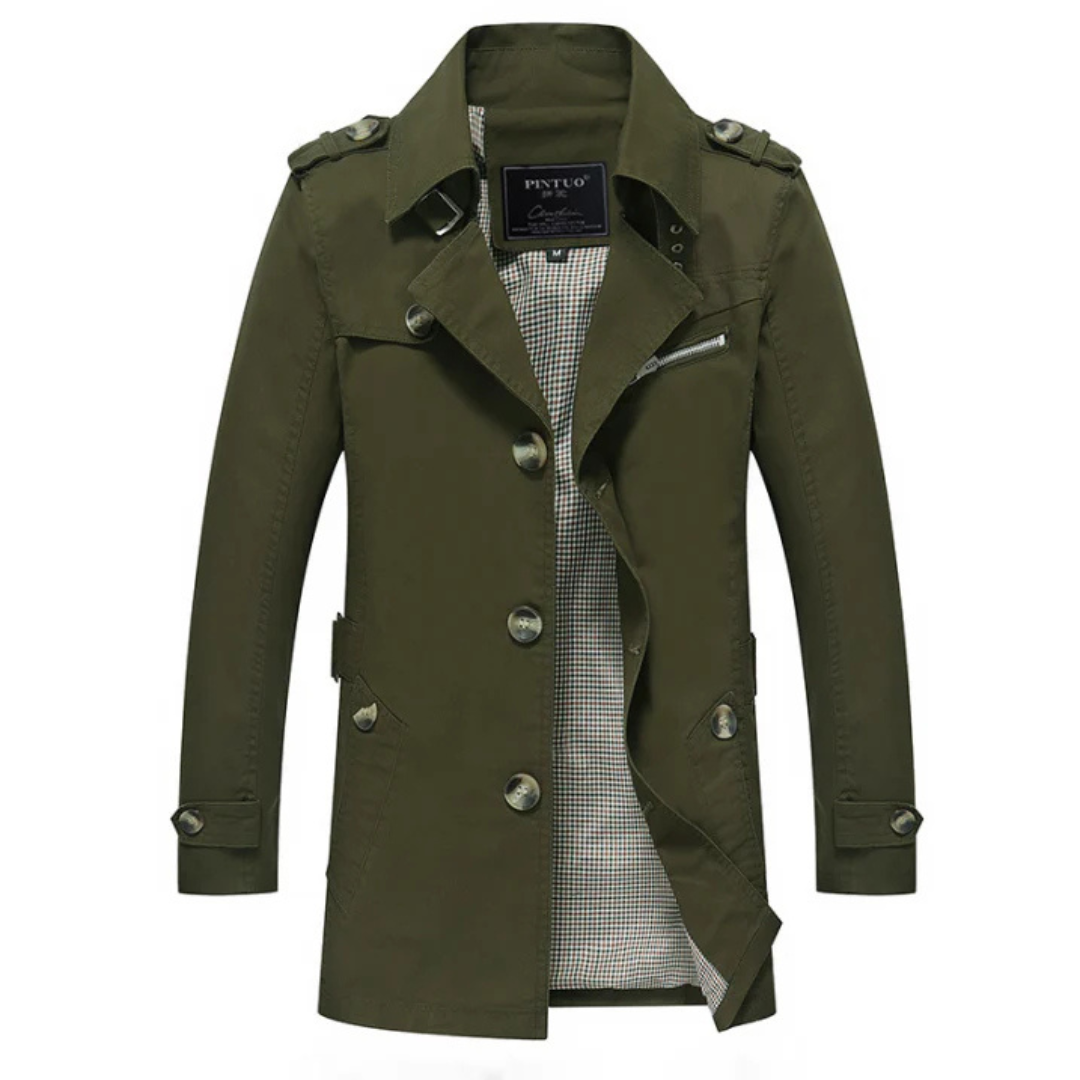 Stefan | Heren Winddichte Trenchcoat Met Dubbele Rij Knopen