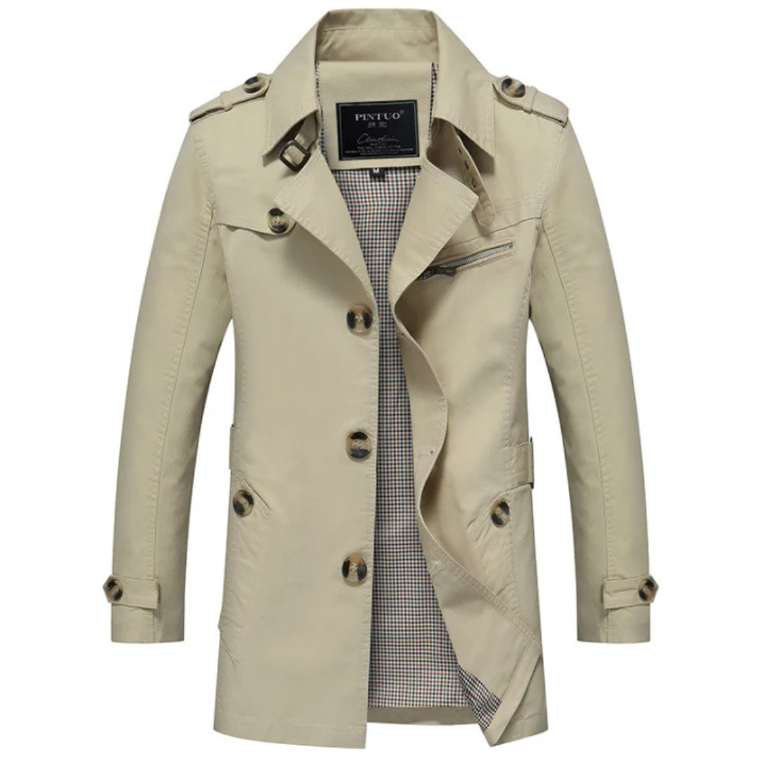 Stefan | Heren Winddichte Trenchcoat Met Dubbele Rij Knopen
