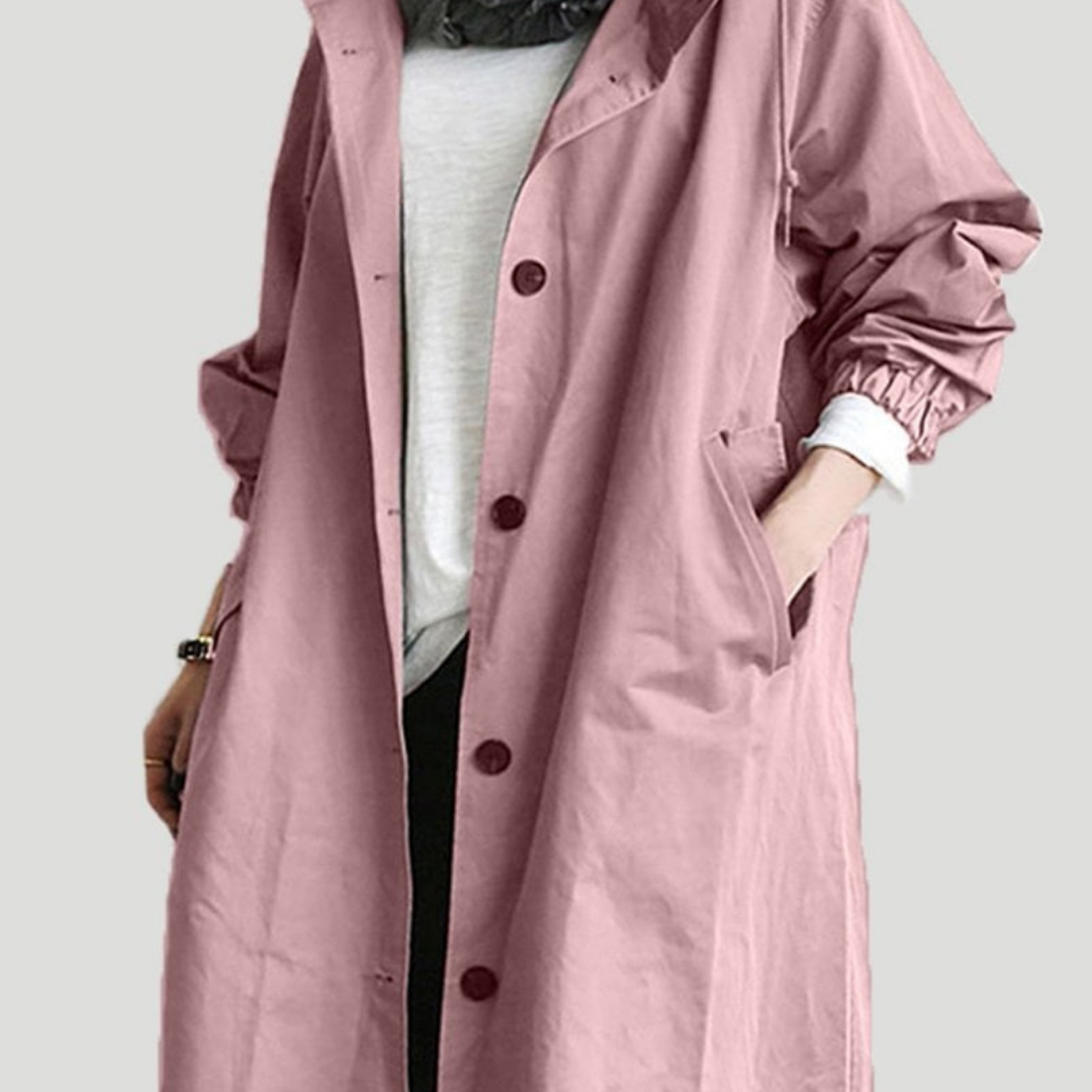 Marysa | Dames Regen Jas met Capuchon | Lange Losse Jas voor Herfst en Winter