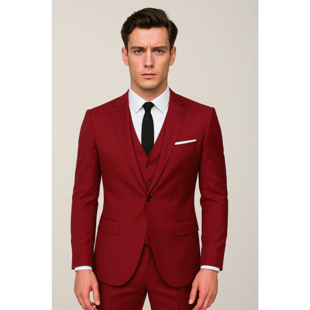 Teun | Heren 3-Delig Pak | Blazer, Broek en Gilet | Slim Fit Voor Bruiloft Met Piekkraag