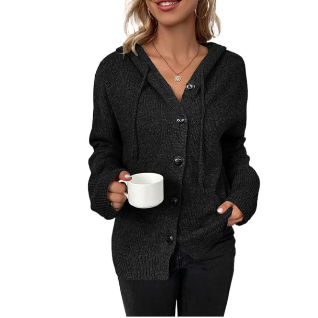 Greta | Dames Gebreid Winter Vest met Rits, Capuchon en Trekkoord