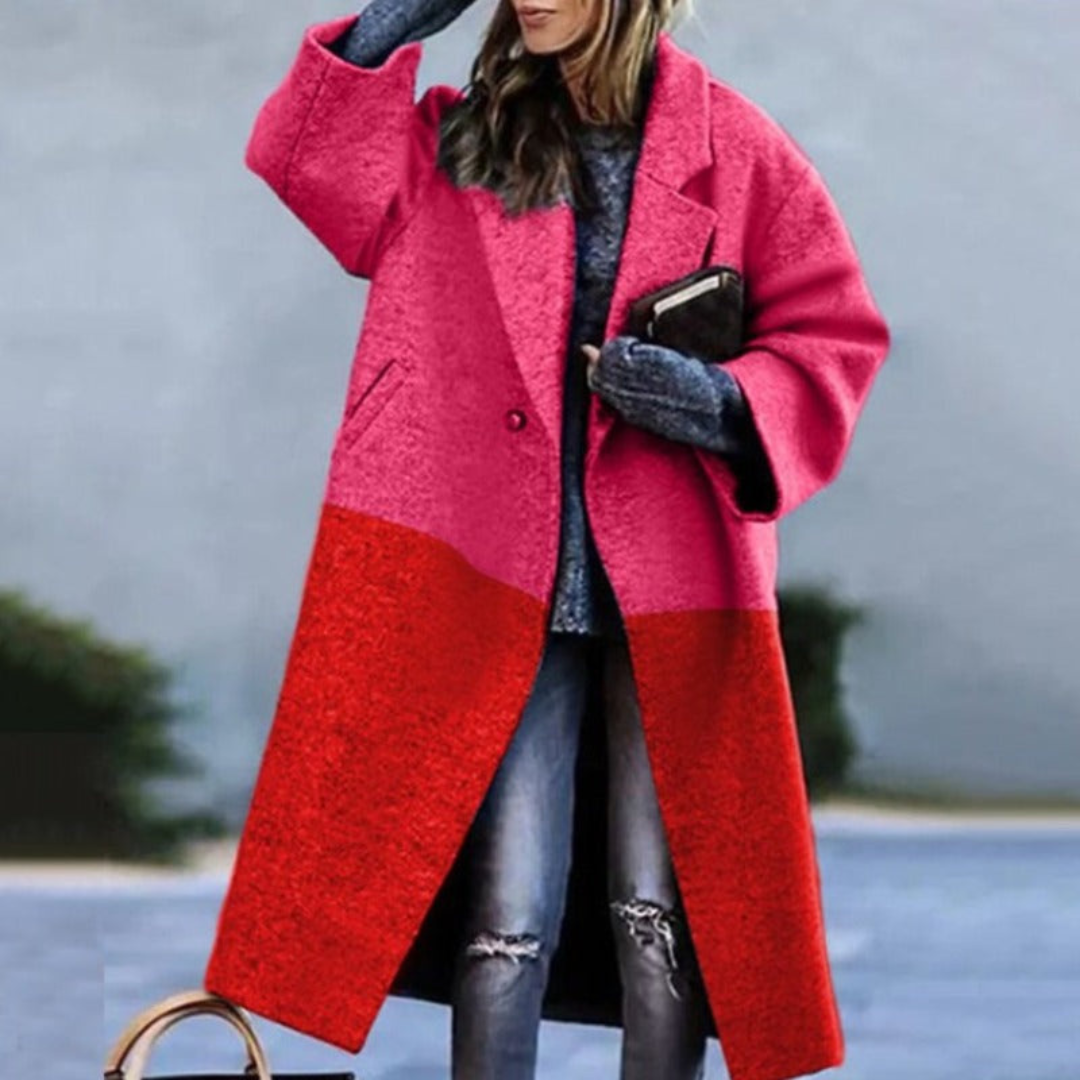 Cathelijne | Dames Trenchcoat | Casual Gestreept Winter Mantel met Zakken