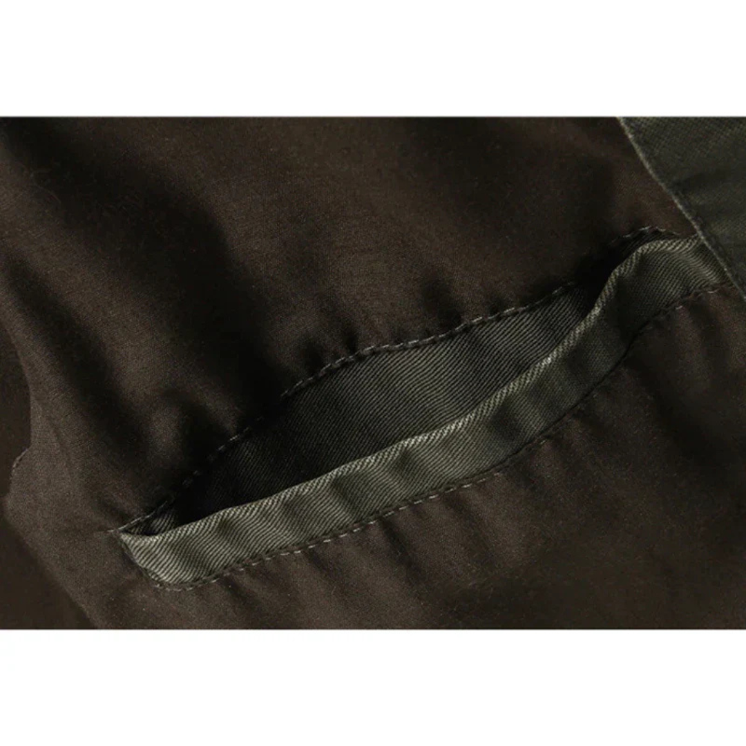 Youri | Heren Militaire Jas Met Opstaande Kraag | Cargo Jas Met Patches Biker Jack