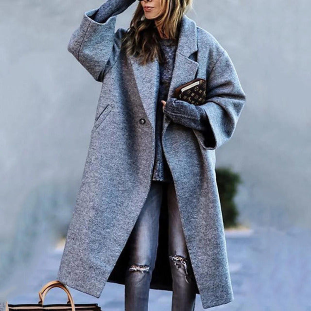 Cathelijne | Dames Trenchcoat | Casual Gestreept Winter Mantel met Zakken