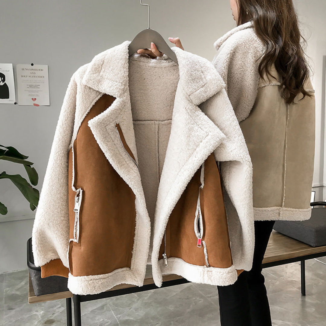 Saskia | Dames Suède Winter Jas met Lange Mouwen en Zachte Binnenkant