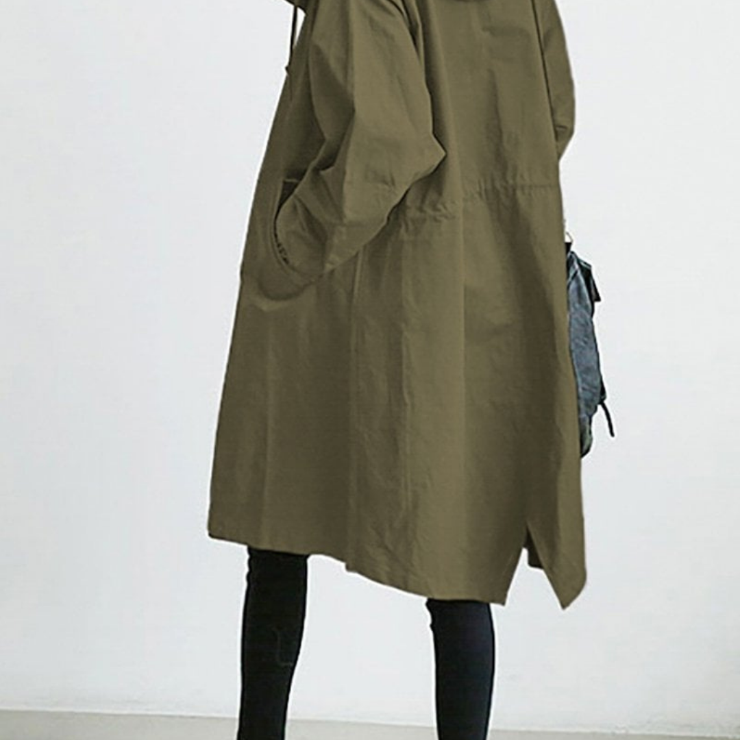 Marysa | Dames Regen Jas met Capuchon | Lange Losse Jas voor Herfst en Winter