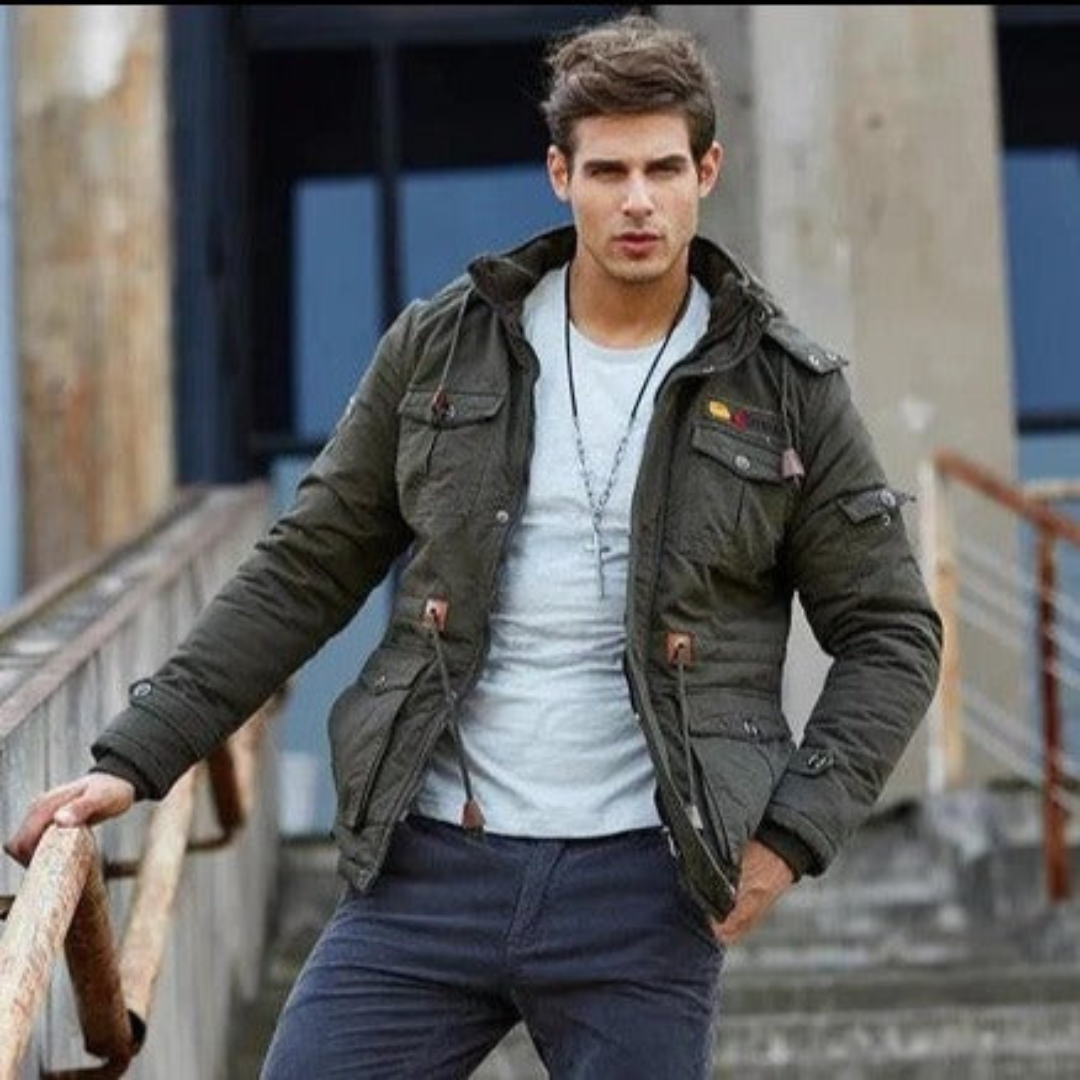 Koen | Heren Cargo Winter Jas | Parka en Gewatteerd met Afneembare Capuchon