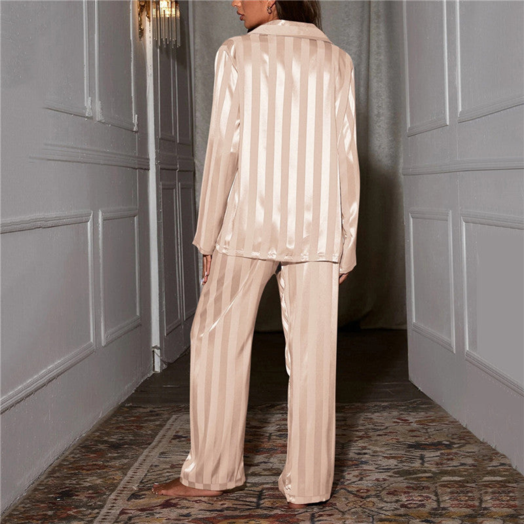 Madison | Dames Pyjamaset | Gestreepte Loungewear, Blouse met Lange Mouwen & Wijde Broek
