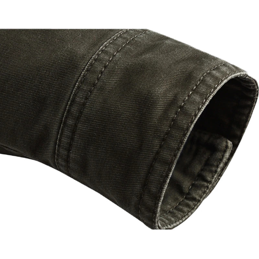 Youri | Heren Militaire Jas Met Opstaande Kraag | Cargo Jas Met Patches Biker Jack