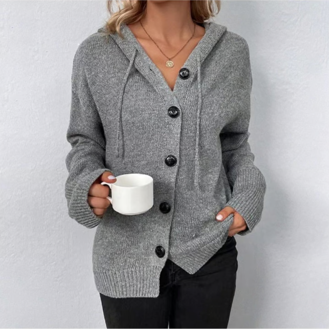 Greta | Dames Gebreid Winter Vest met Rits, Capuchon en Trekkoord