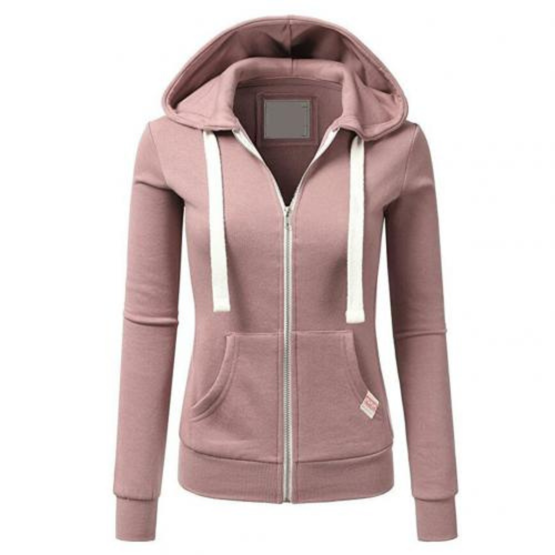 Petra | Dames Hoodie met Ritssluiting | Slim Fit, Trekkoord & Buikzak