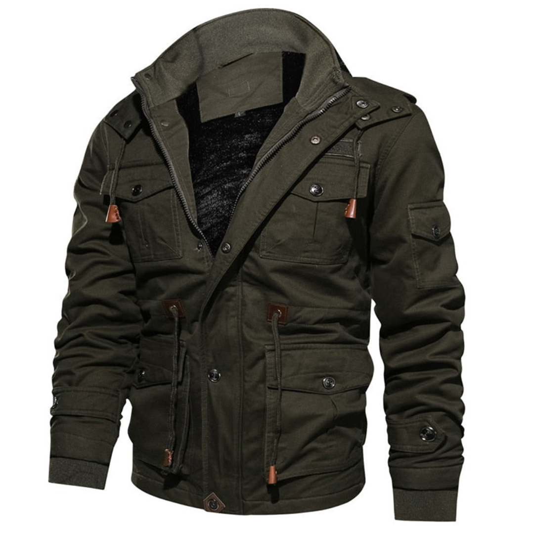 Koen | Heren Cargo Winter Jas | Parka en Gewatteerd met Afneembare Capuchon