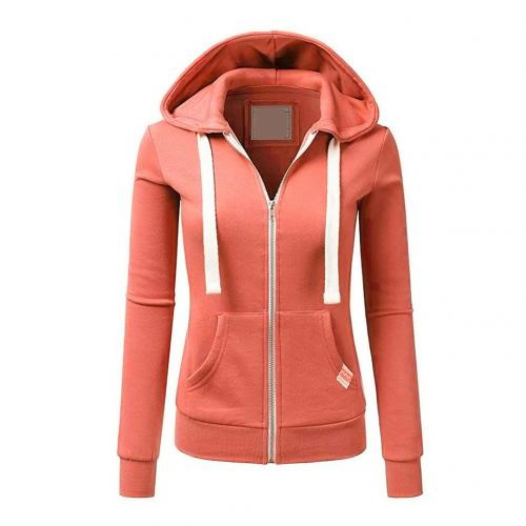 Petra | Dames Hoodie met Ritssluiting | Slim Fit, Trekkoord & Buikzak