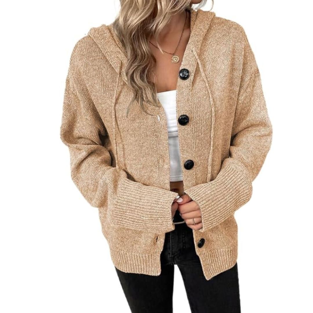 Greta | Dames Gebreid Winter Vest met Rits, Capuchon en Trekkoord