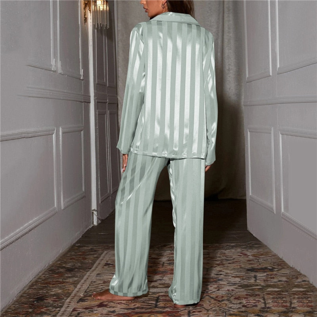 Madison | Dames Pyjamaset | Gestreepte Loungewear, Blouse met Lange Mouwen & Wijde Broek