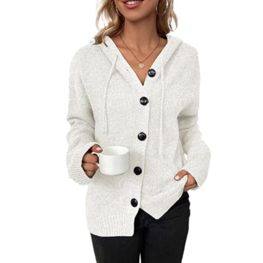 Greta | Dames Gebreid Winter Vest met Rits, Capuchon en Trekkoord