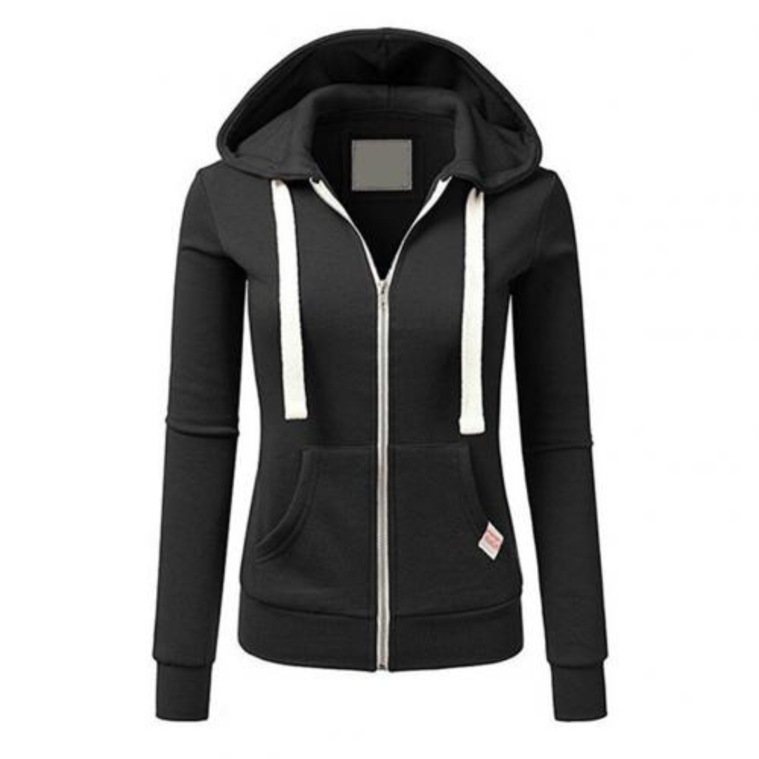 Petra | Dames Hoodie met Ritssluiting | Slim Fit, Trekkoord & Buikzak