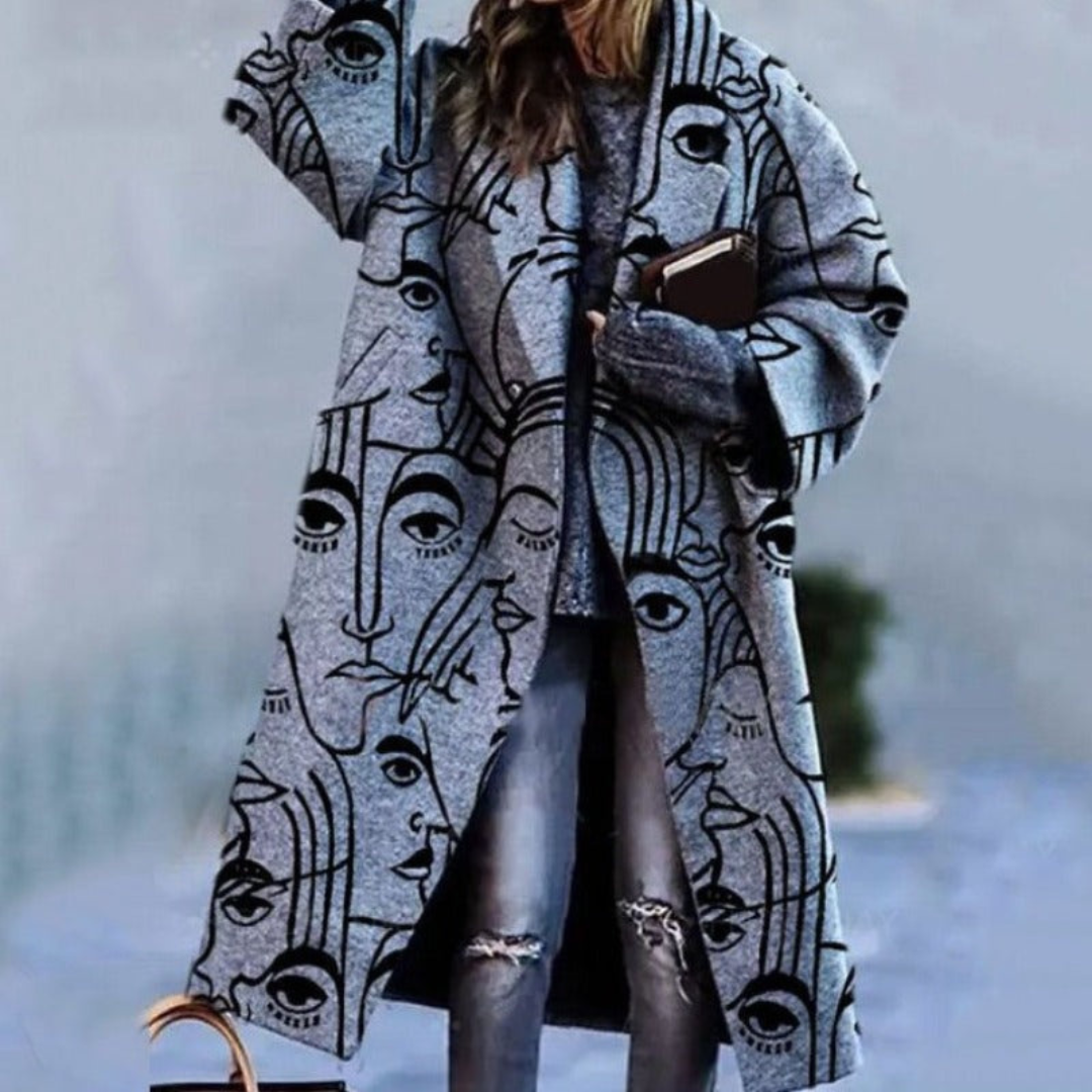 Cathelijne | Dames Trenchcoat | Casual Gestreept Winter Mantel met Zakken