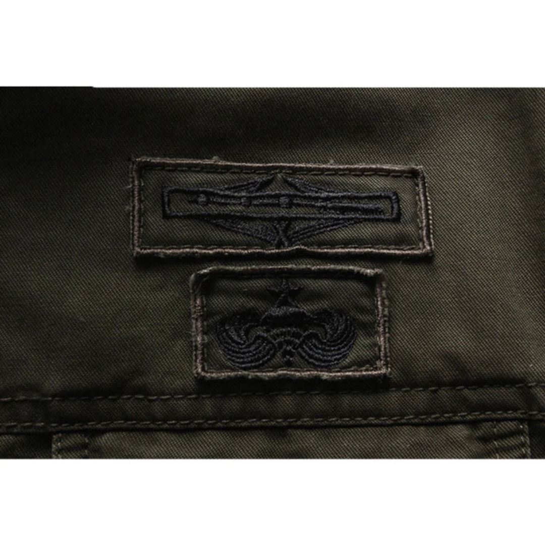 Youri | Heren Militaire Jas Met Opstaande Kraag | Cargo Jas Met Patches Biker Jack