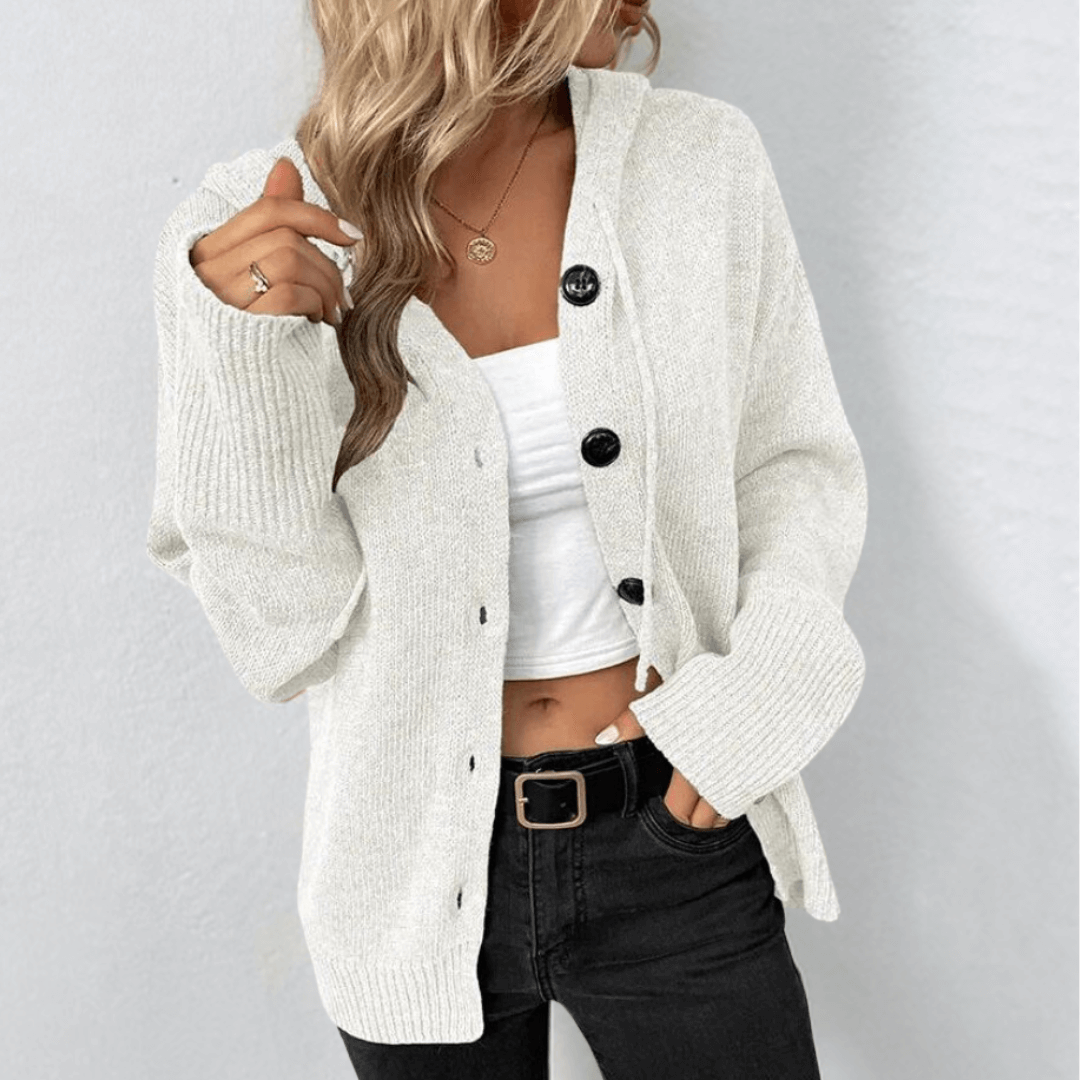 Greta | Dames Gebreid Winter Vest met Rits, Capuchon en Trekkoord