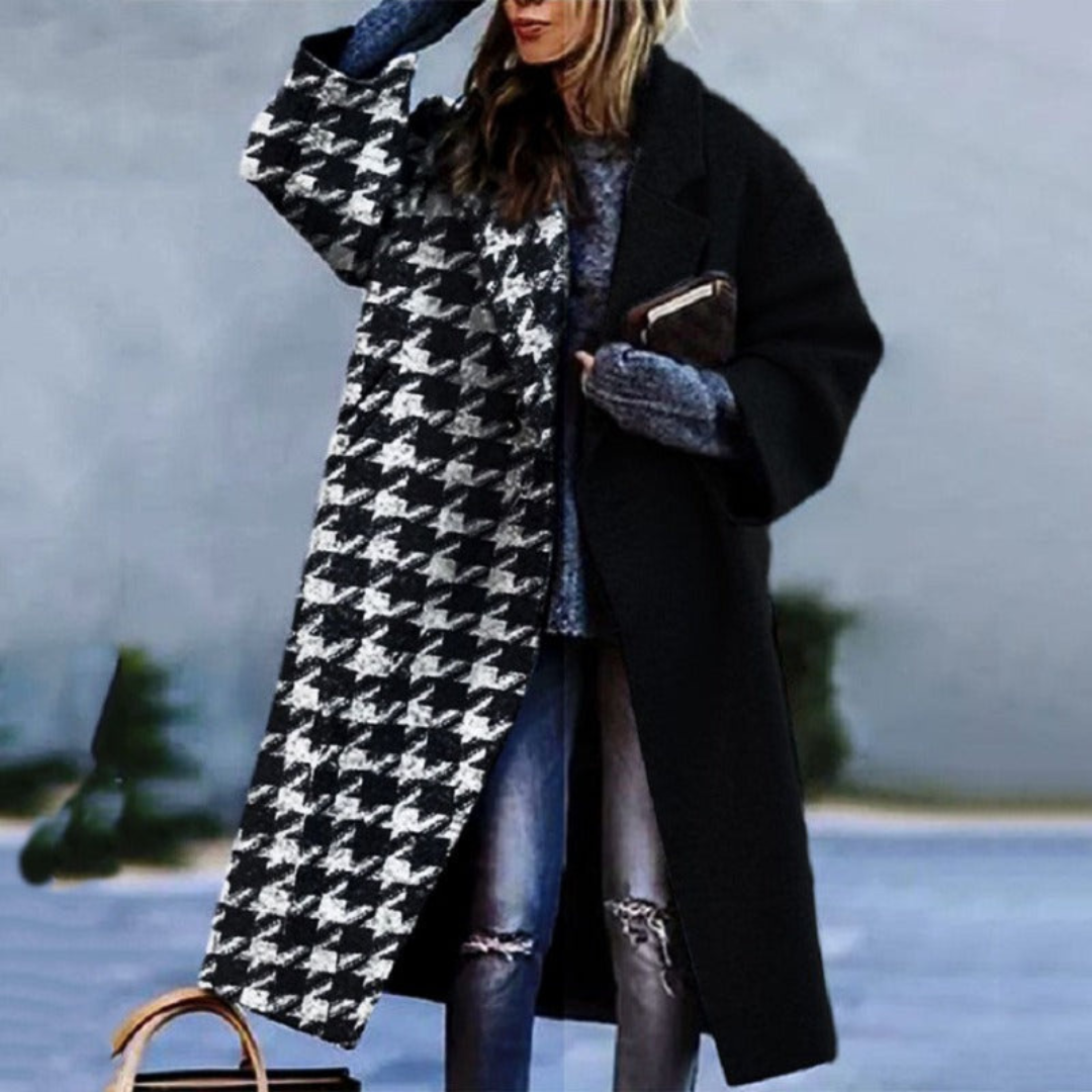 Cathelijne | Dames Trenchcoat | Casual Gestreept Winter Mantel met Zakken