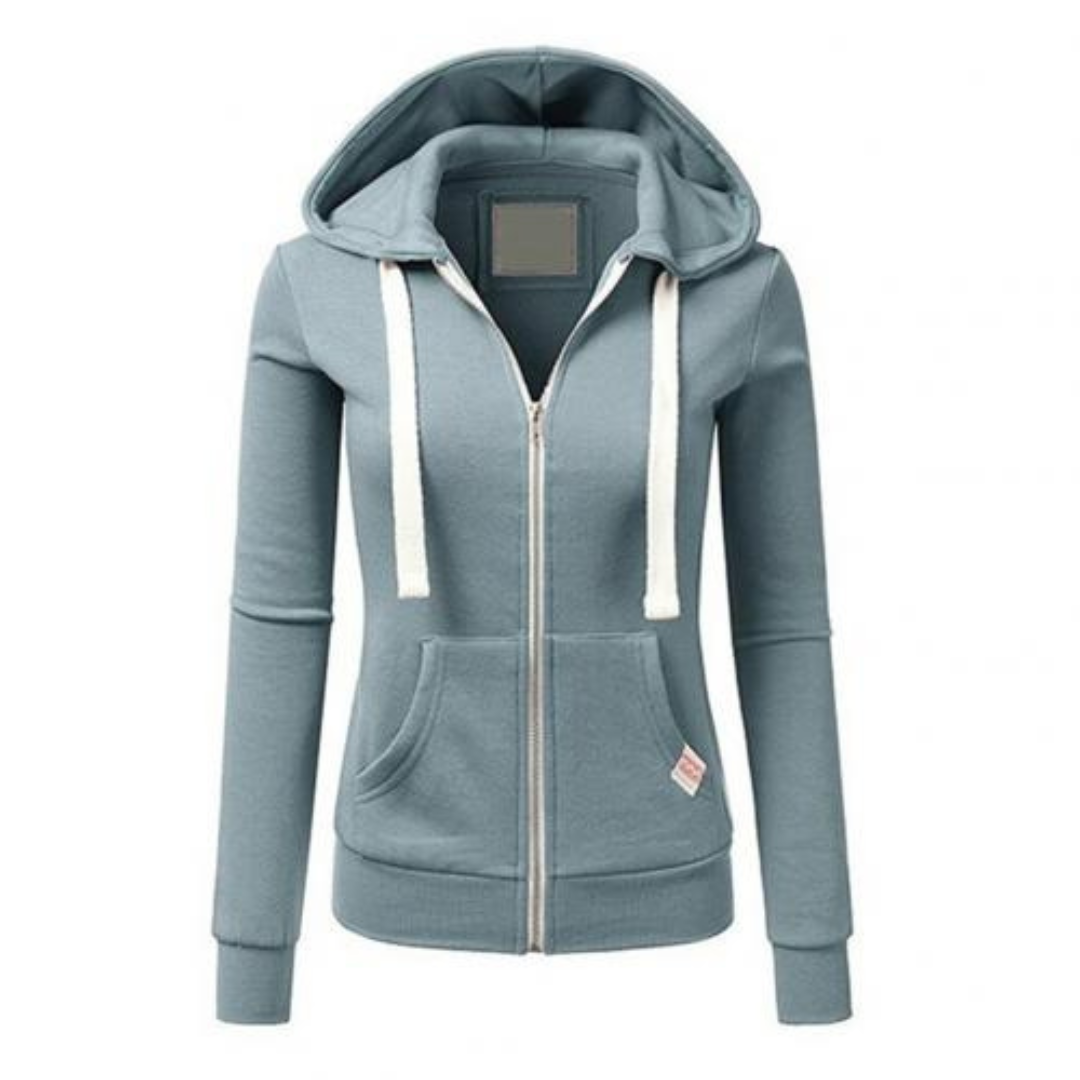 Petra | Dames Hoodie met Ritssluiting | Slim Fit, Trekkoord & Buikzak