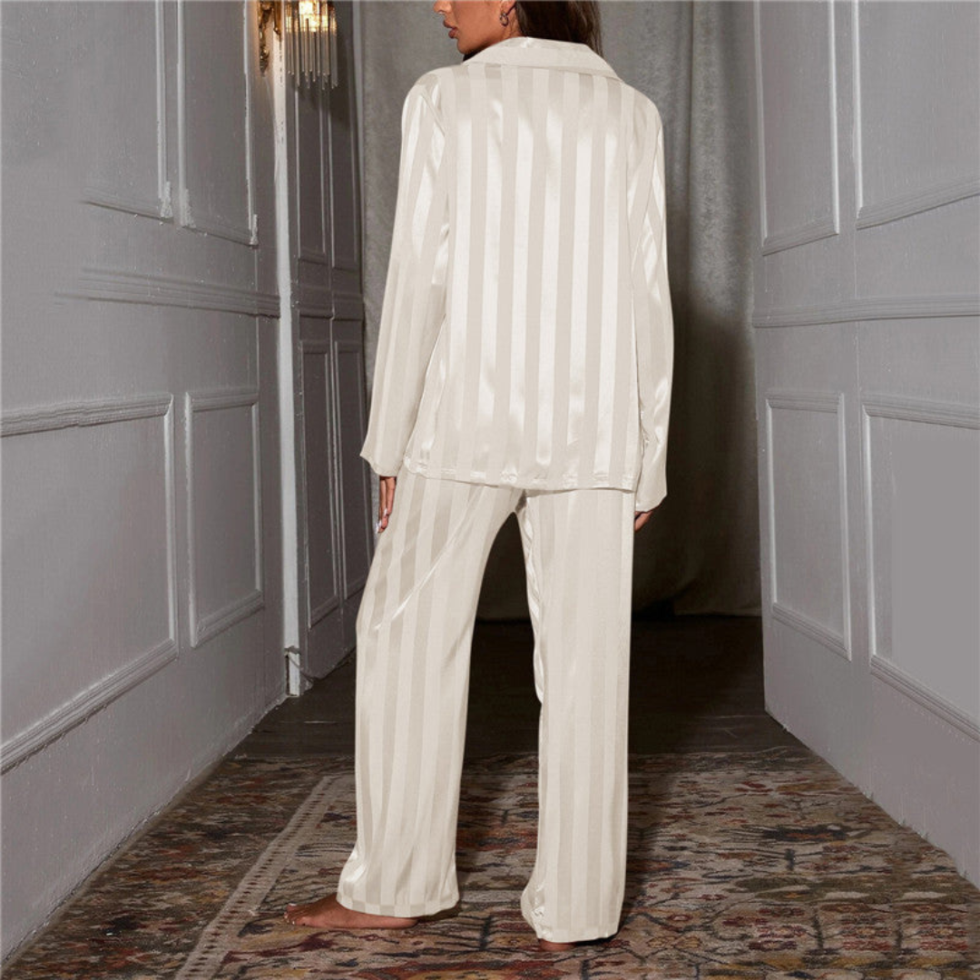 Madison | Dames Pyjamaset | Gestreepte Loungewear, Blouse met Lange Mouwen & Wijde Broek