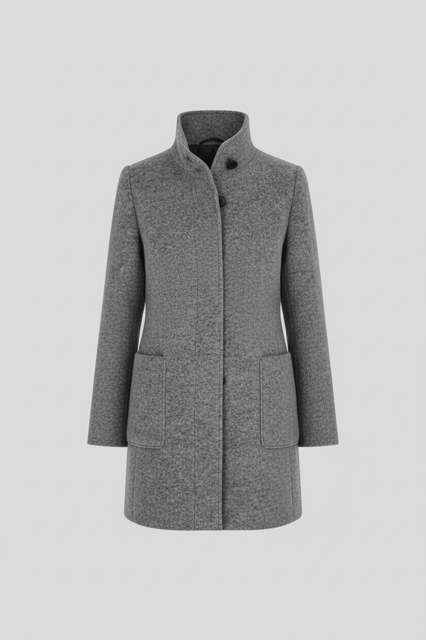 Mayke | Dames Lange Jas | Trenchcoat Met Enkelrij Knopen en Staande Kraag Voor Werk en Casual Gebruik