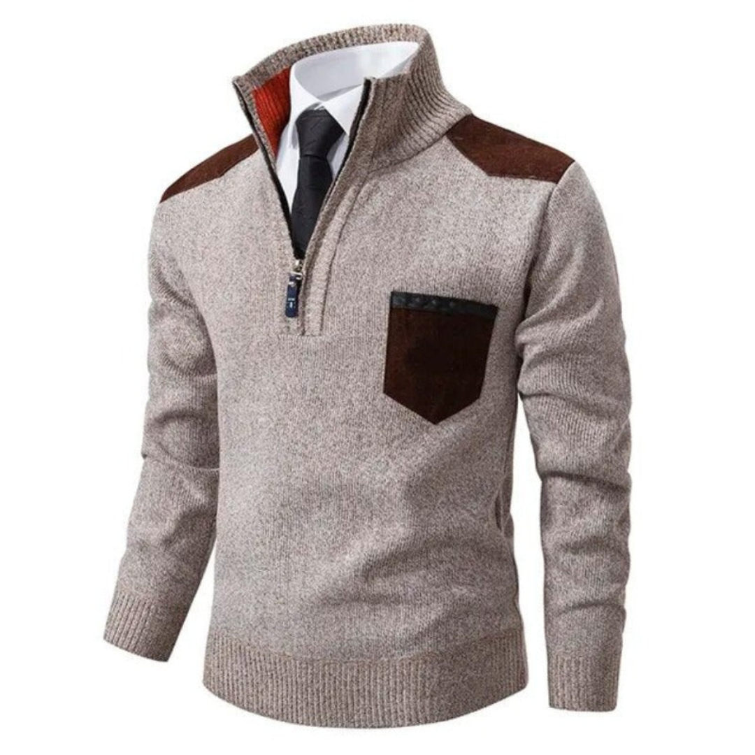 Roman | Heren Pullover | Kasjmier Pullover met Halve Rits, Colkraag en Lange Mouwen