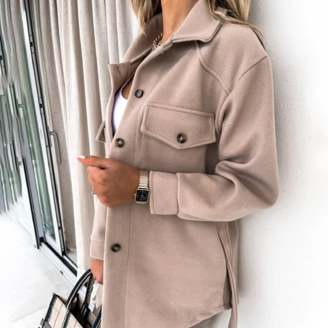Noor-Lynn | Oversized Wollen Jas | Lange Mouwen met Knoopsluiting en Zakken