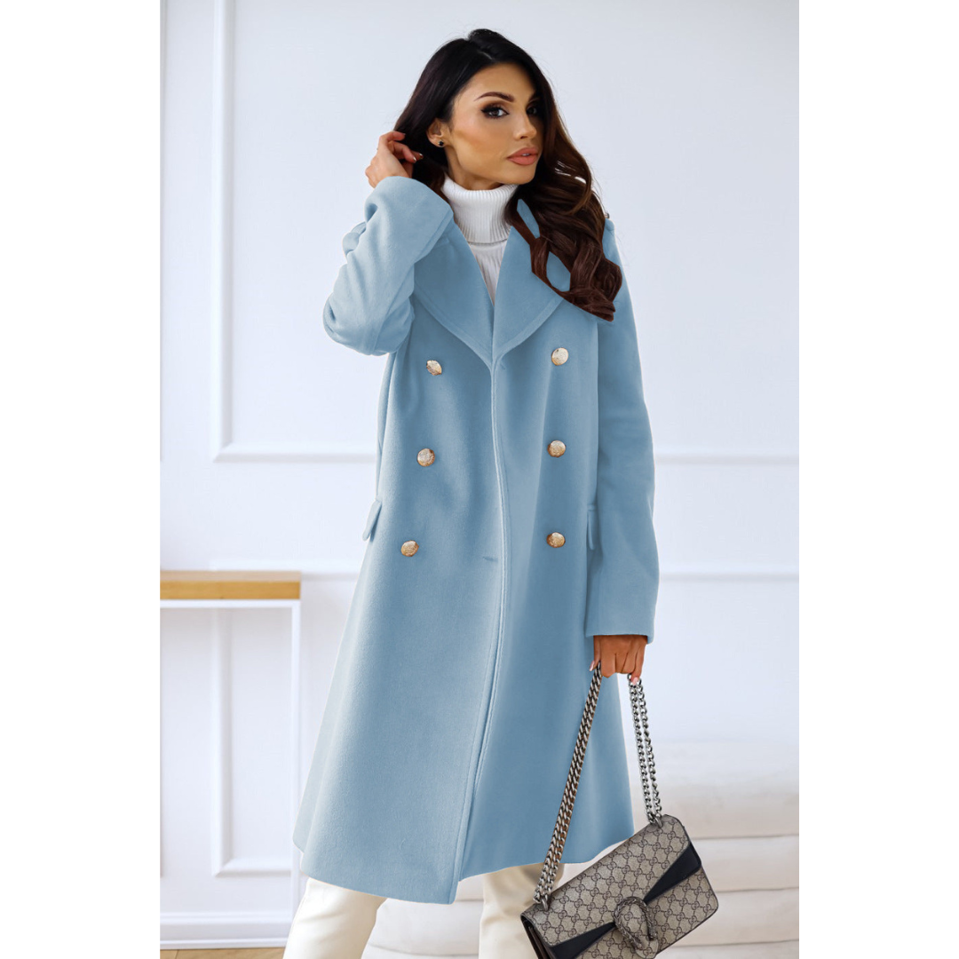 Eline | Winter Jas | Dames Wollen Trenchcoat met Dubbele Knoopsluiting