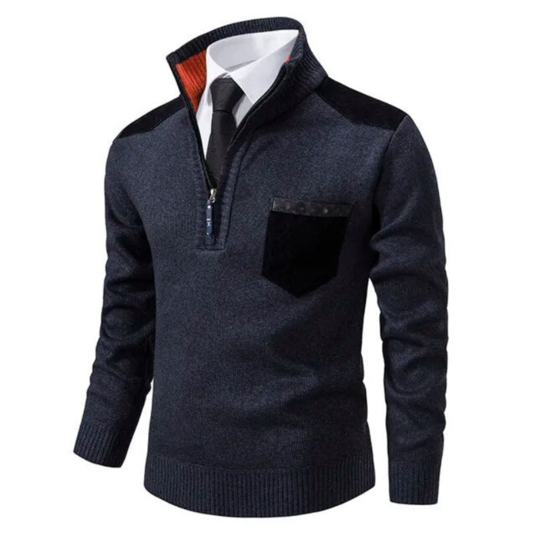 Roman | Heren Pullover | Kasjmier Pullover met Halve Rits, Colkraag en Lange Mouwen