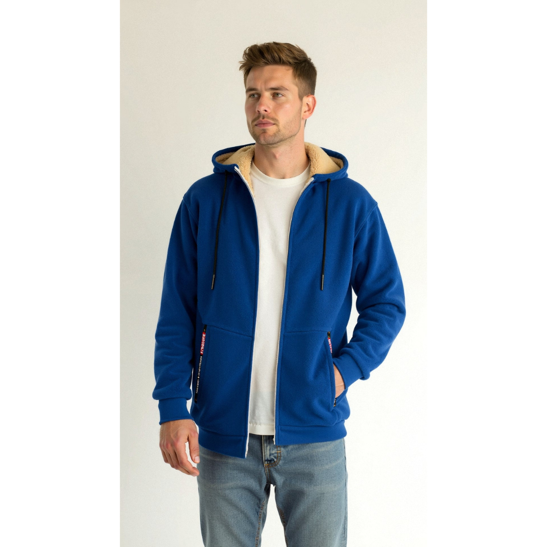 Bram | Fleece Hoodie Winterjas met Ritssluiting en Zakken
