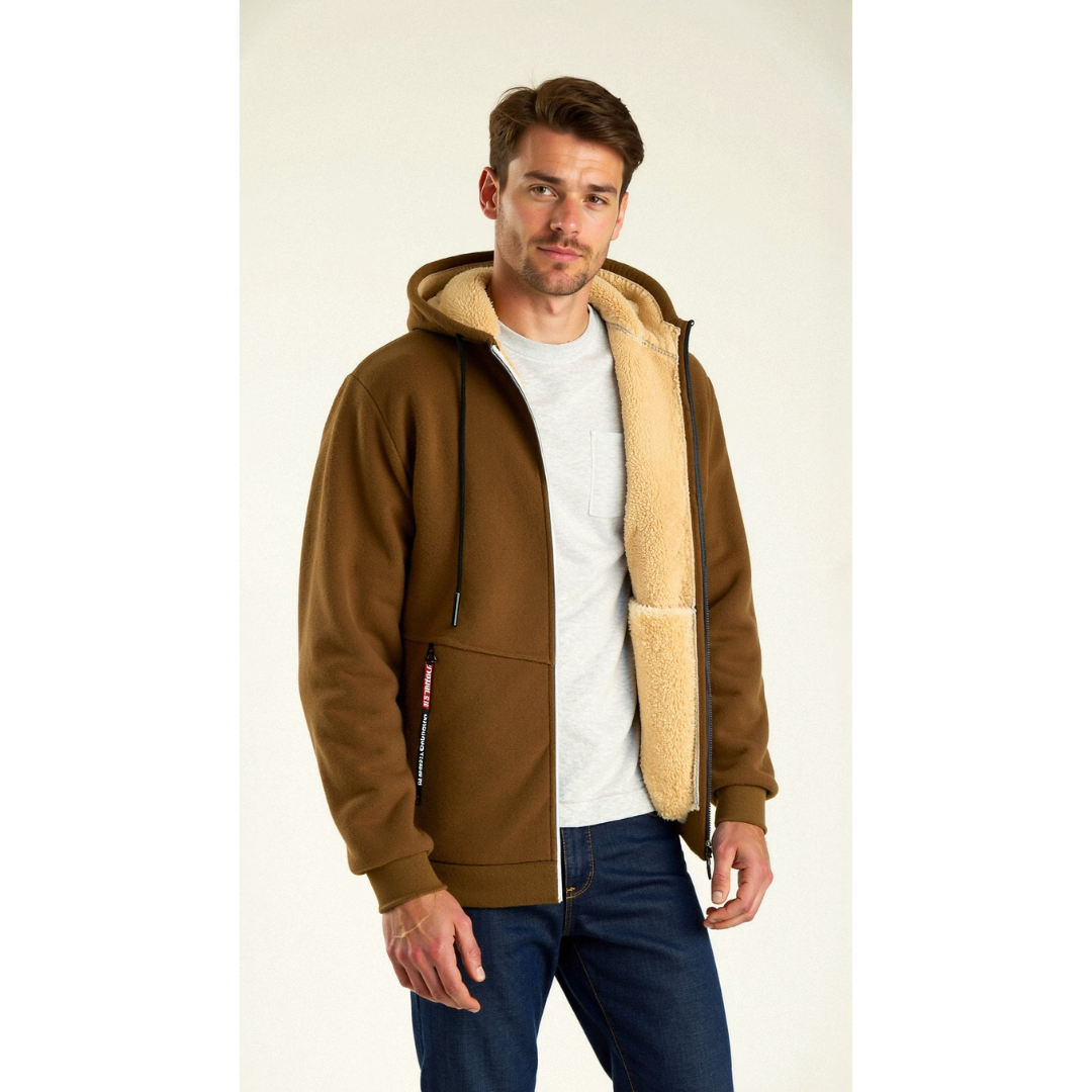 Bram | Fleece Hoodie Winterjas met Ritssluiting en Zakken