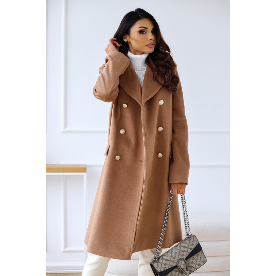 Eline | Winter Jas | Dames Wollen Trenchcoat met Dubbele Knoopsluiting