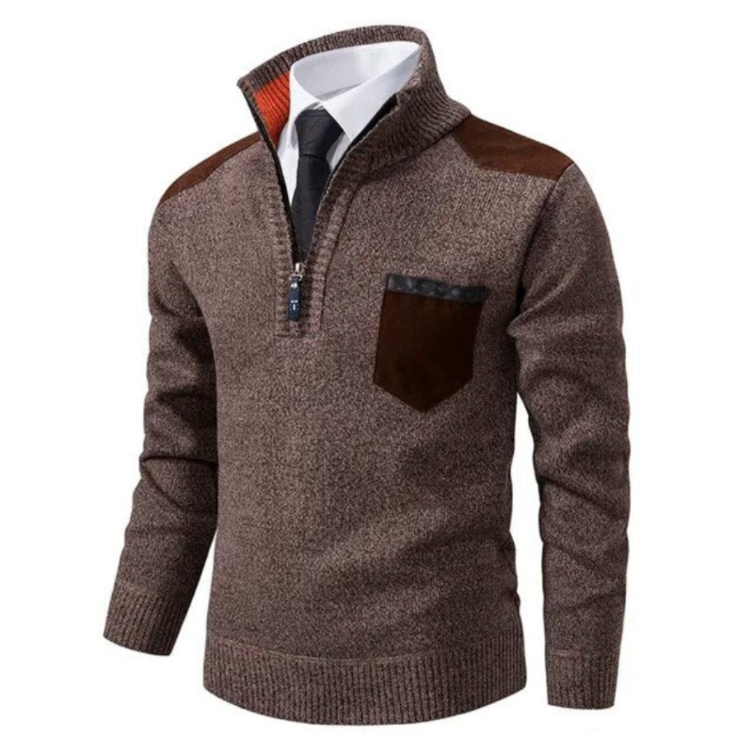 Roman | Heren Pullover | Kasjmier Pullover met Halve Rits, Colkraag en Lange Mouwen