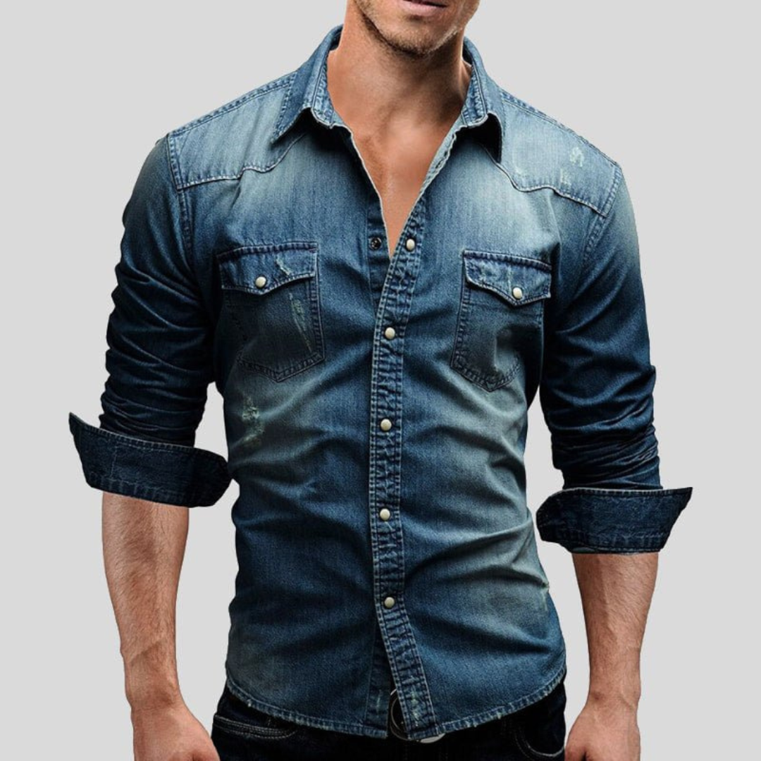Thijmen | Denim Overhemd met Borstzakken