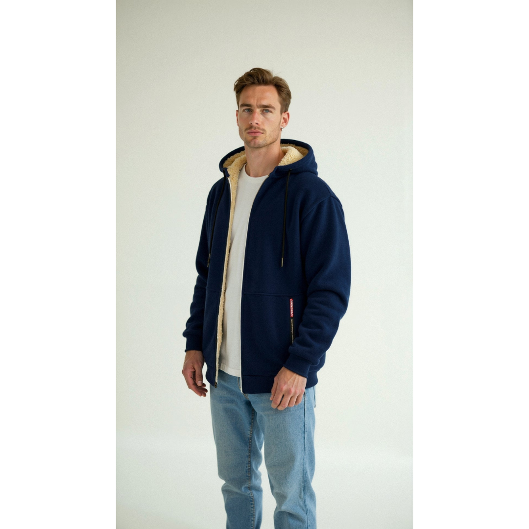 Bram | Fleece Hoodie Winterjas met Ritssluiting en Zakken