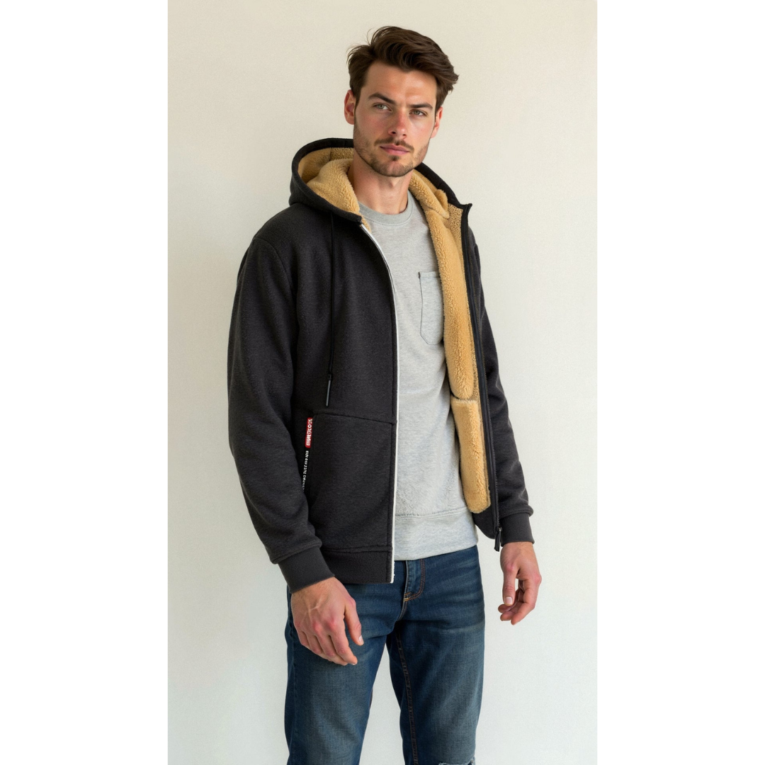 Bram | Fleece Hoodie Winterjas met Ritssluiting en Zakken