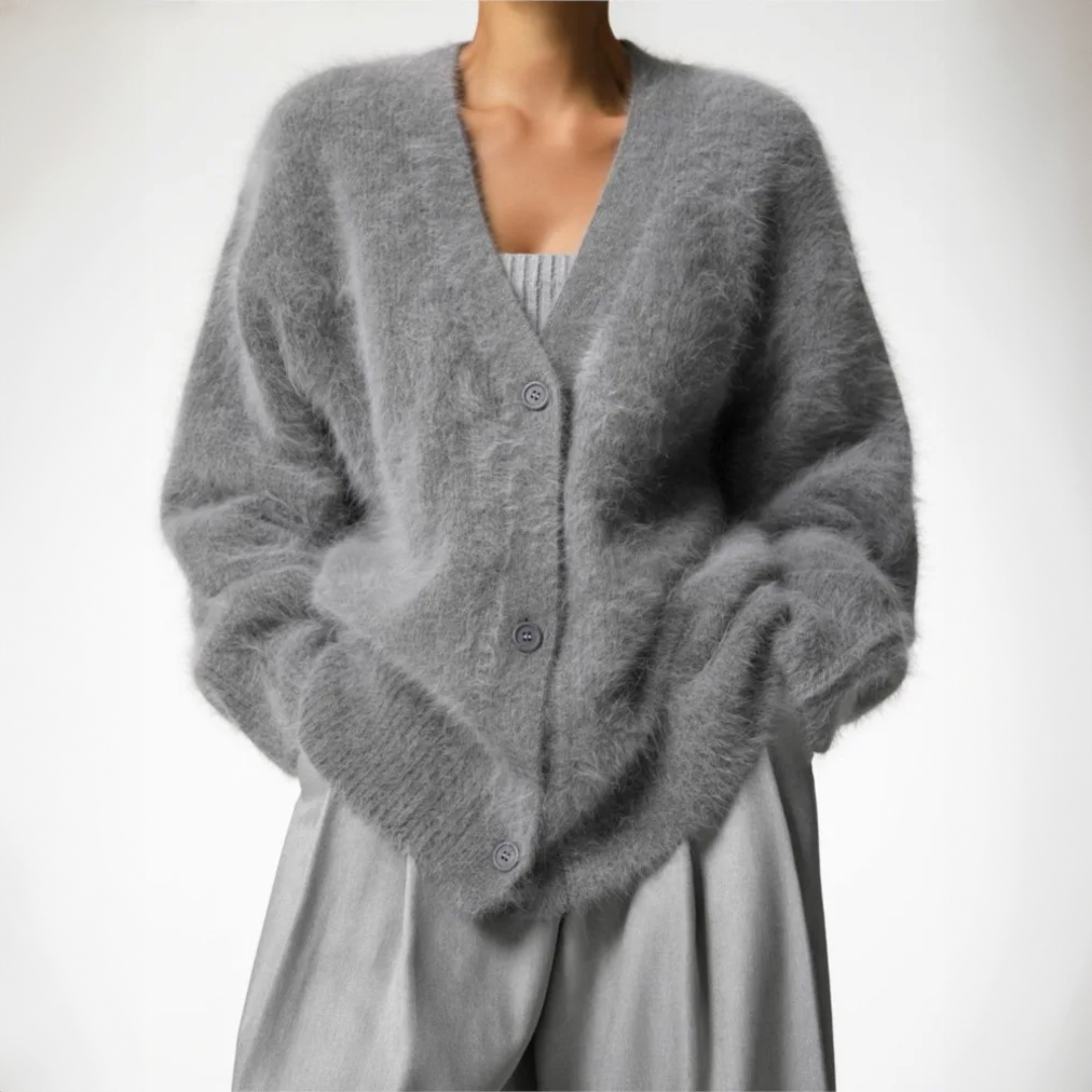 Lilian | Dames Trui met V-Hals en Knoopsluiting | Oversized Cardigan
