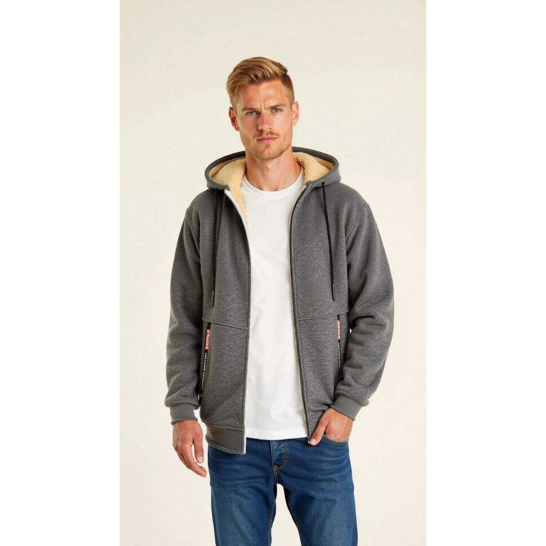 Bram | Fleece Hoodie Winterjas met Ritssluiting en Zakken