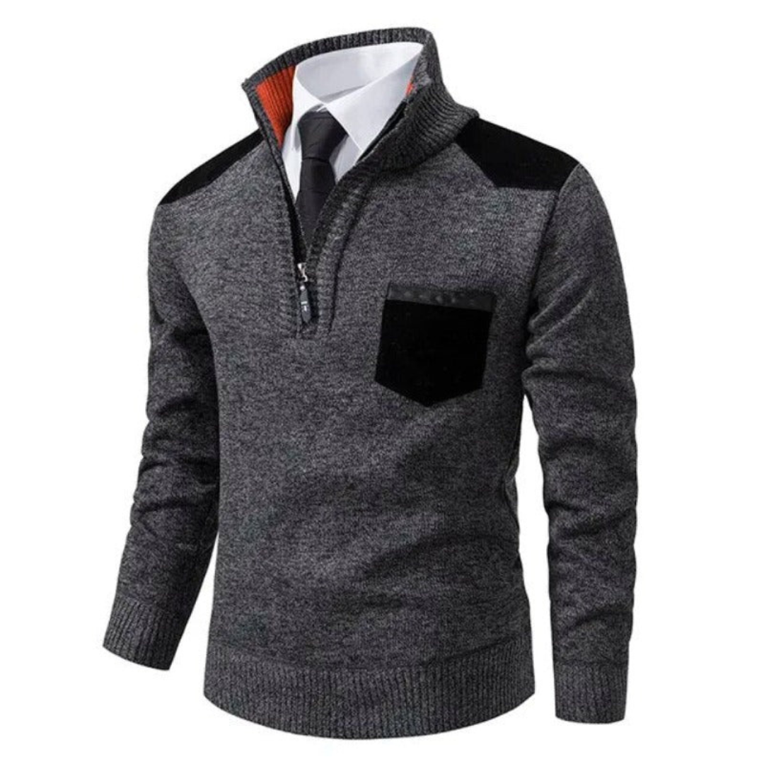 Roman | Heren Pullover | Kasjmier Pullover met Halve Rits, Colkraag en Lange Mouwen