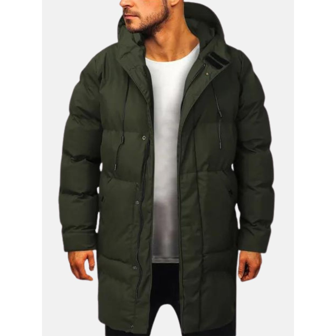 Kay | Parka Jas voor Heren | Lange Gewatteerde Winterjas met Capuchon en Winddicht