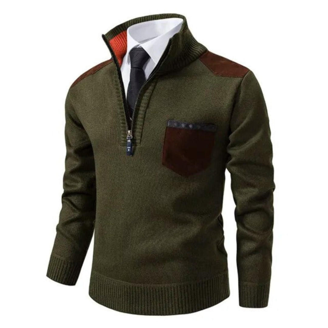 Roman | Heren Pullover | Kasjmier Pullover met Halve Rits, Colkraag en Lange Mouwen