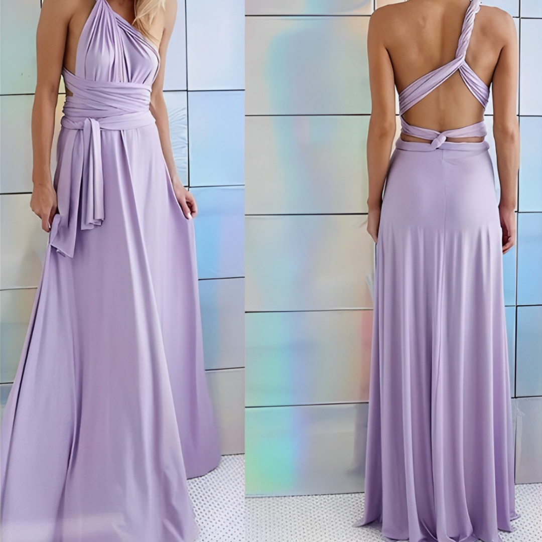 Evi | Dames Satijnen Jurk | Maxi met open rug