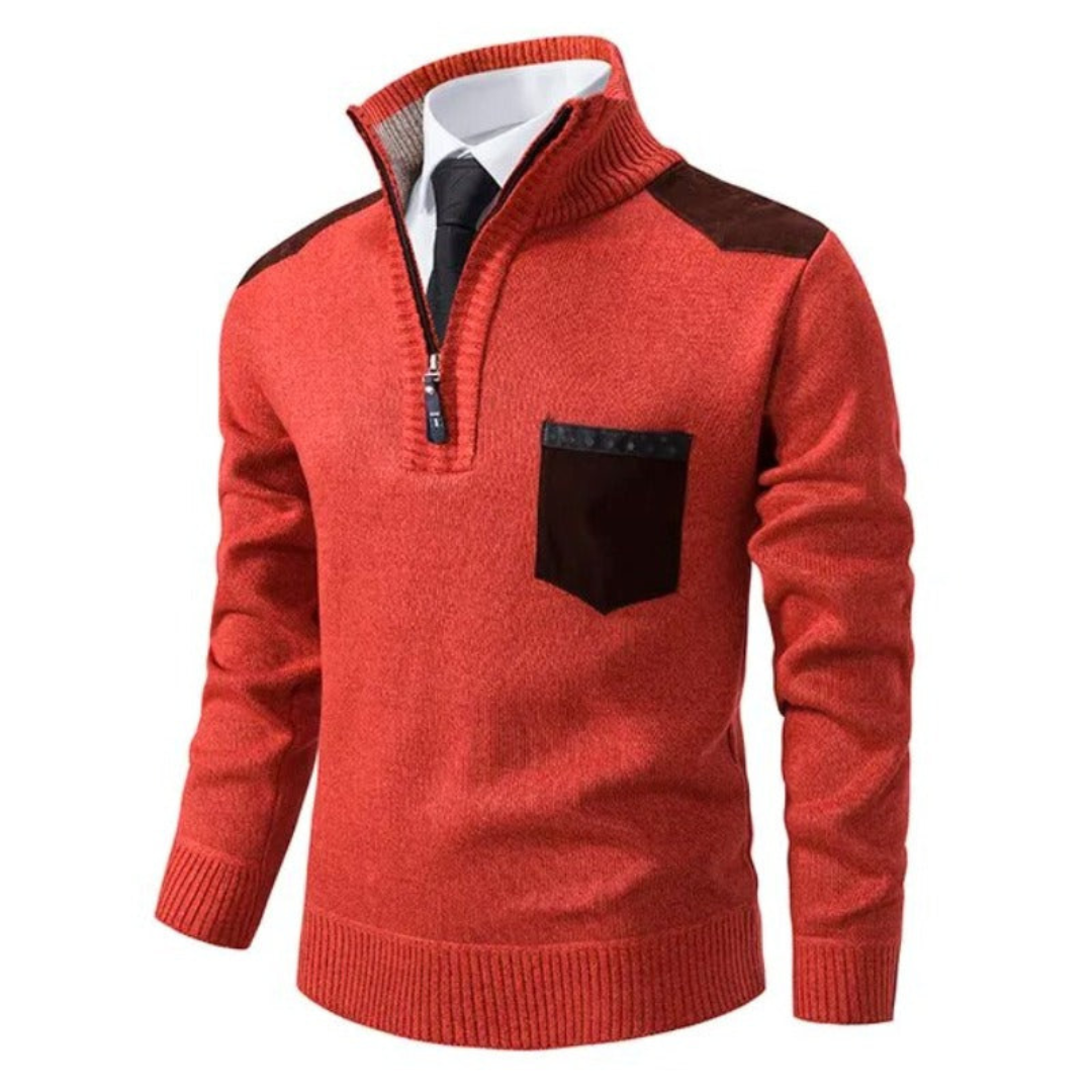 Roman | Heren Pullover | Kasjmier Pullover met Halve Rits, Colkraag en Lange Mouwen