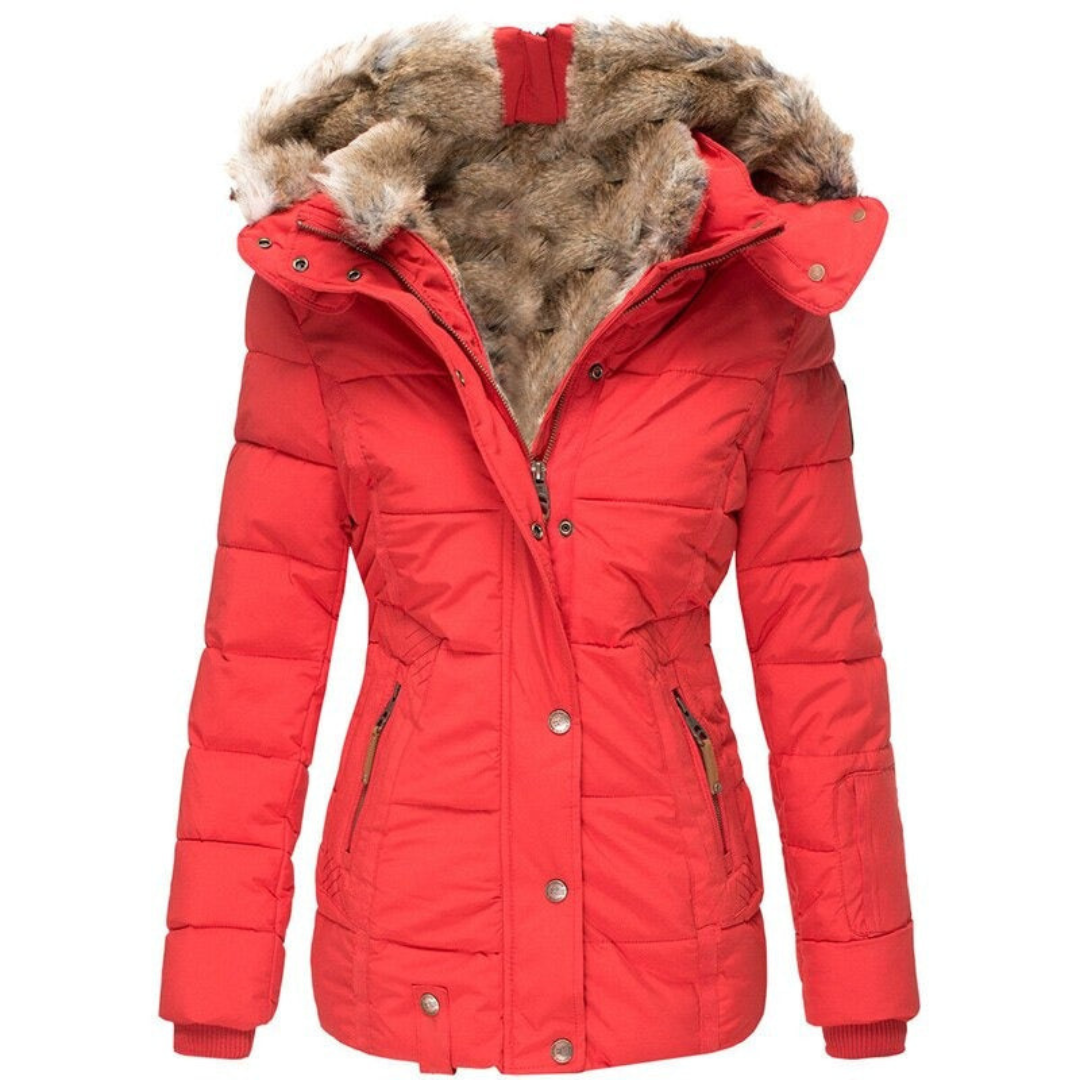 Maudy | Dames Winter Jas Met Capuchon | Gewatteerde Puffer met Zachte Bontvoering