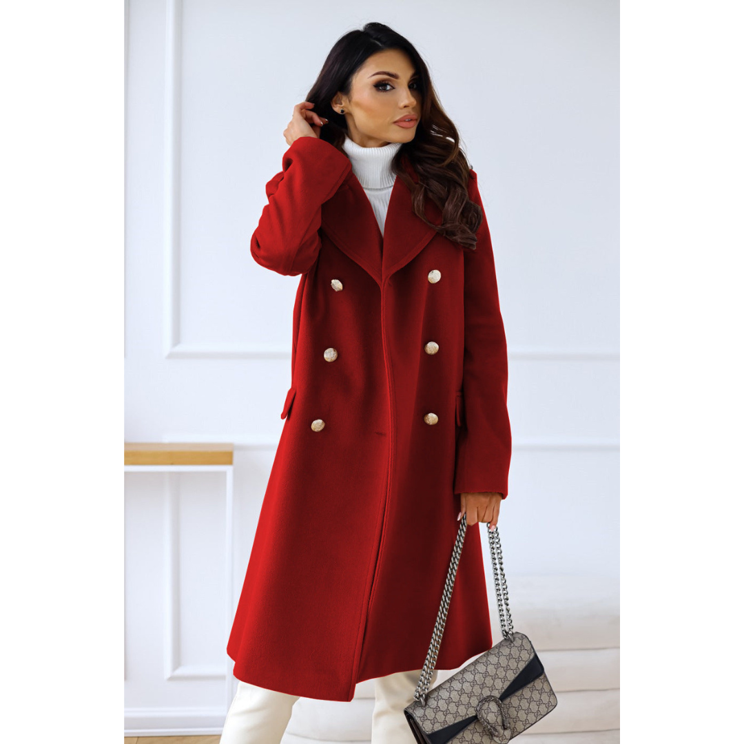 Eline | Winter Jas | Dames Wollen Trenchcoat met Dubbele Knoopsluiting