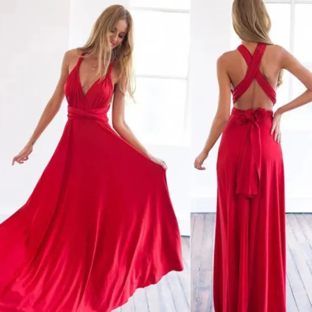 Evi | Dames Satijnen Jurk | Maxi met open rug